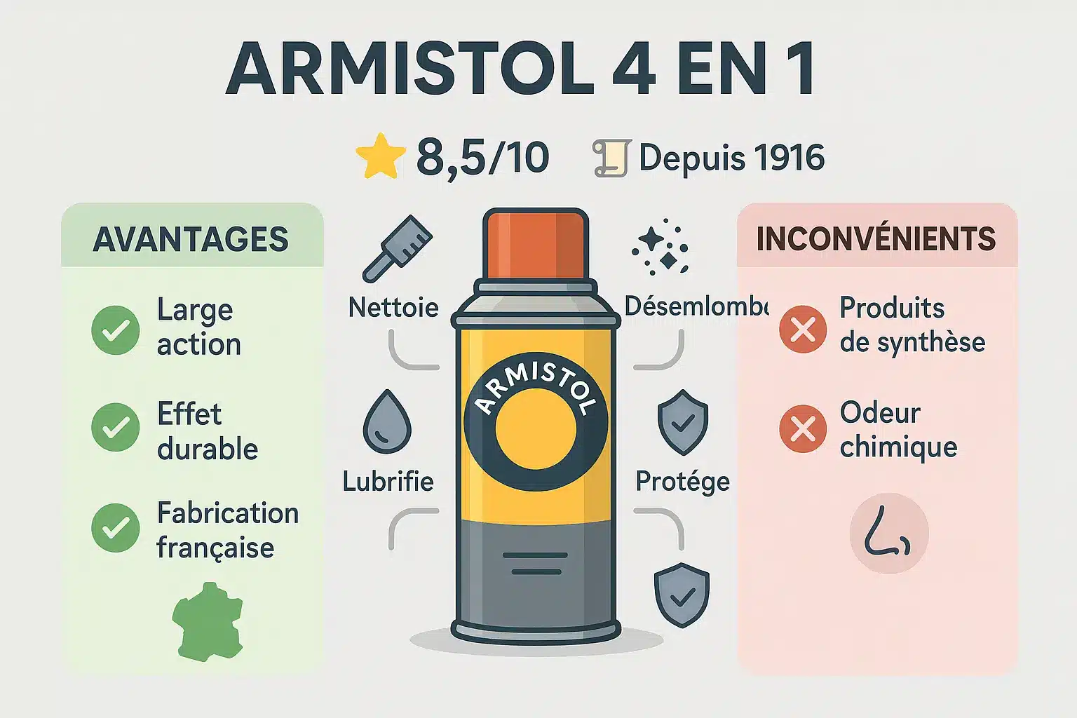 Armistol 4 en 1 - Aérosol 300ml pour entretien d'armes