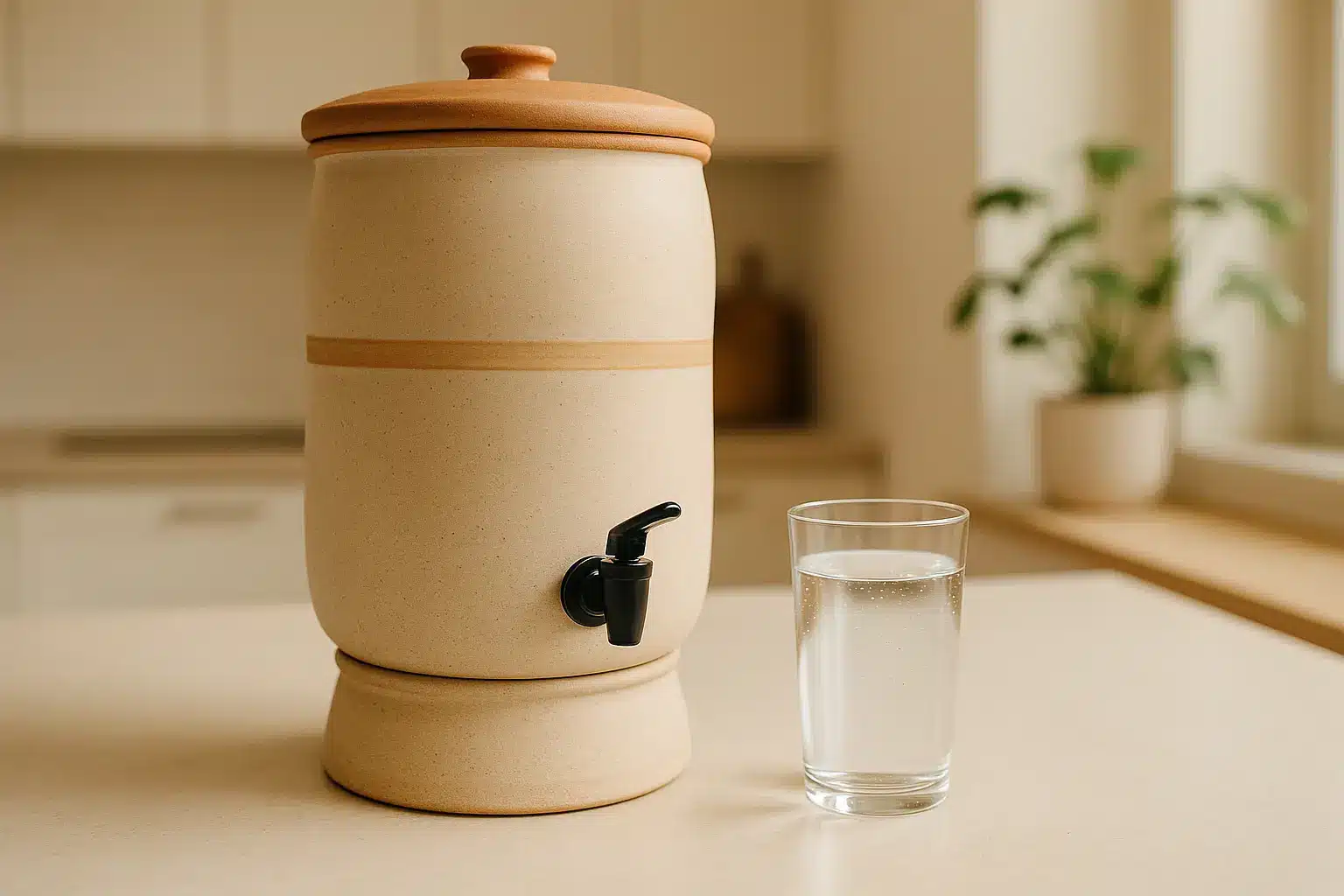 Purification naturelle de l'eau avec Ecofiltro dans une cuisine moderne