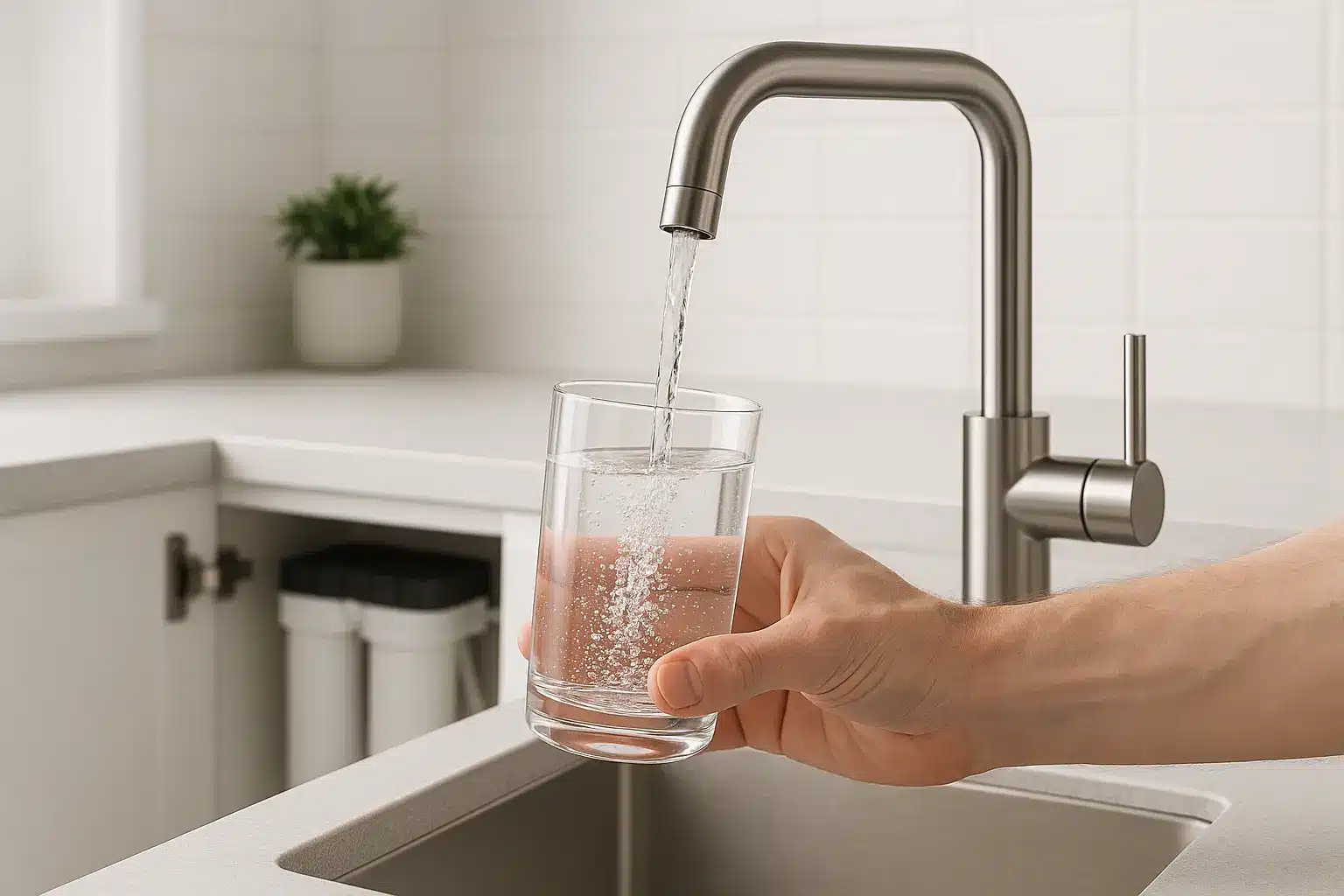Waterdrop 10UA filtre - Vue d'ensemble d'une cuisine moderne avec eau claire