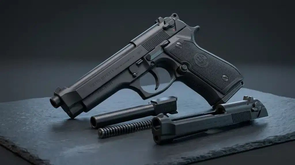 Pistolet semi-automatique noir avec ressorts et pièces détachées