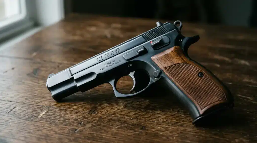 Pistolet semi-automatique CZ 75 B noir avec grips bois